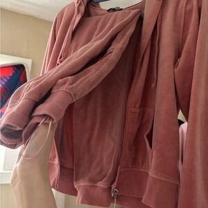 Pink Velour Zip-Up Hoodie
